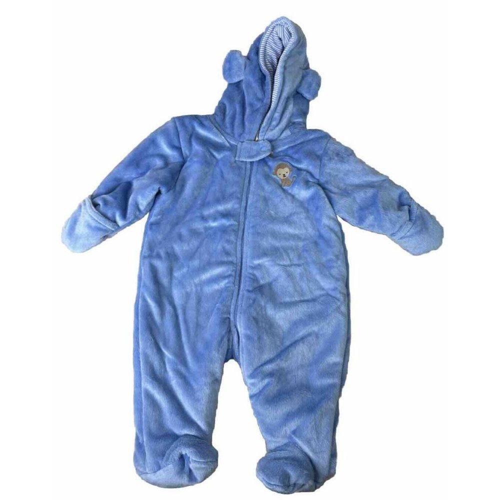 Carters Child Of Mine 0-3 Mo Monkey Baby Blue Fleece Bunting W/ears New No Tag